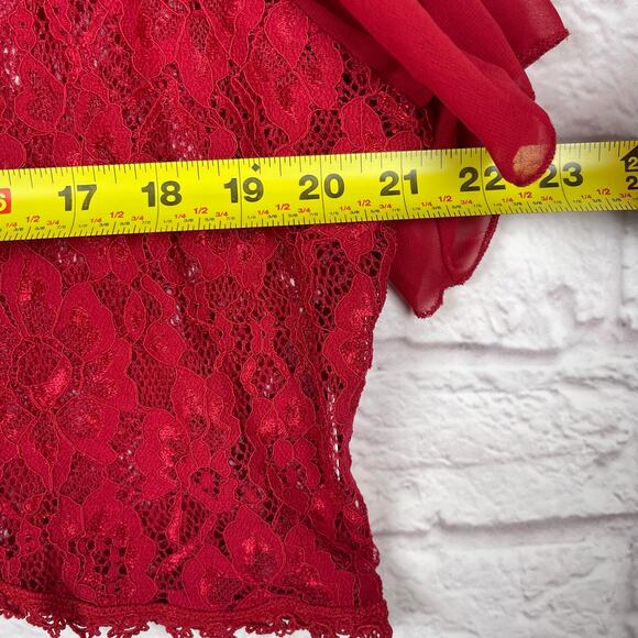 J5017 Abollria red floral lace short sleeve open front bolero size XXL - Picture 4 of 6